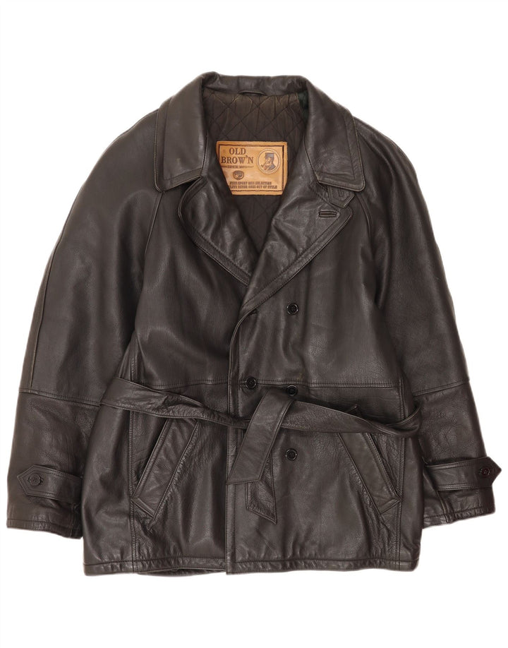 Jaqueta de couro masculina vintage IT 48 couro preto médio