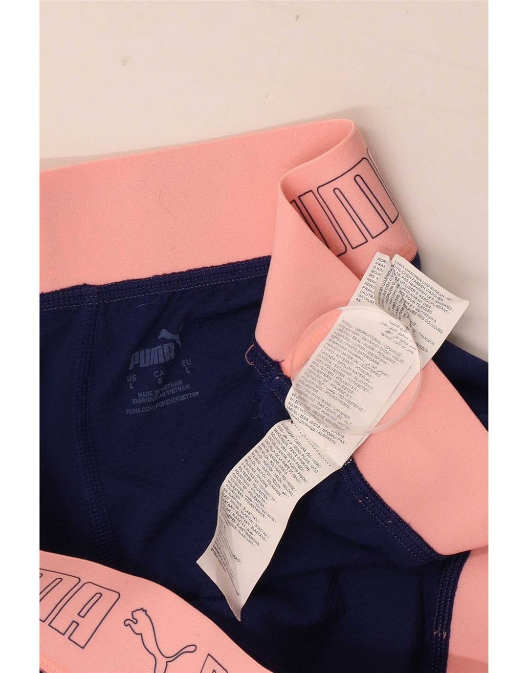 Shorts esportivos femininos Puma grande azul colorblock poliéster