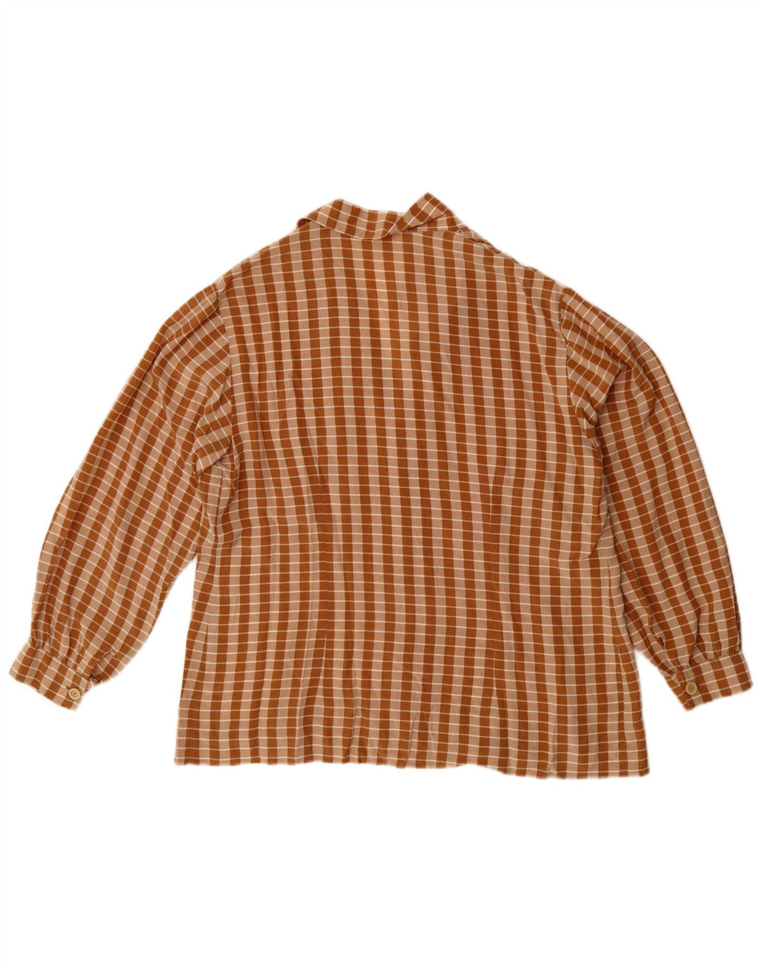 Blusa feminina vintage UK 14 grande xadrez marrom