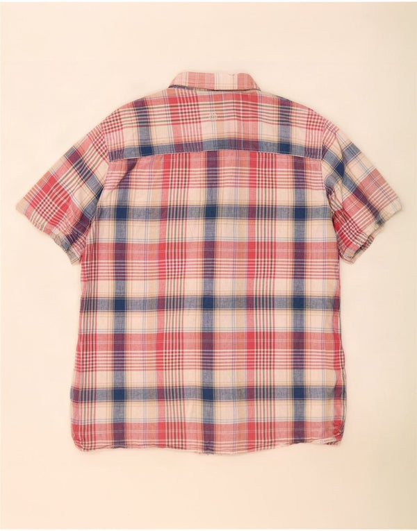 Camisa masculina de manga curta Fat Face Classic Fit XL linho xadrez multicolorido