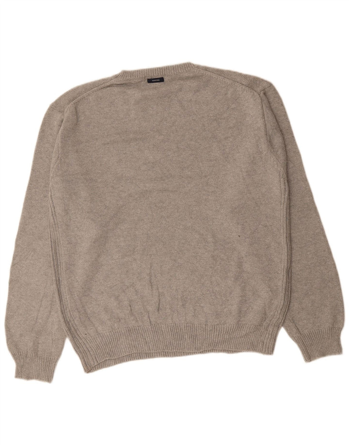 Suéter masculino NAUTICA com gola redonda XL algodão cinza