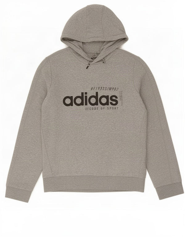 Adidas feminino gráfico moletom jumper reino unido 16/18 grande cinza manchado algodão