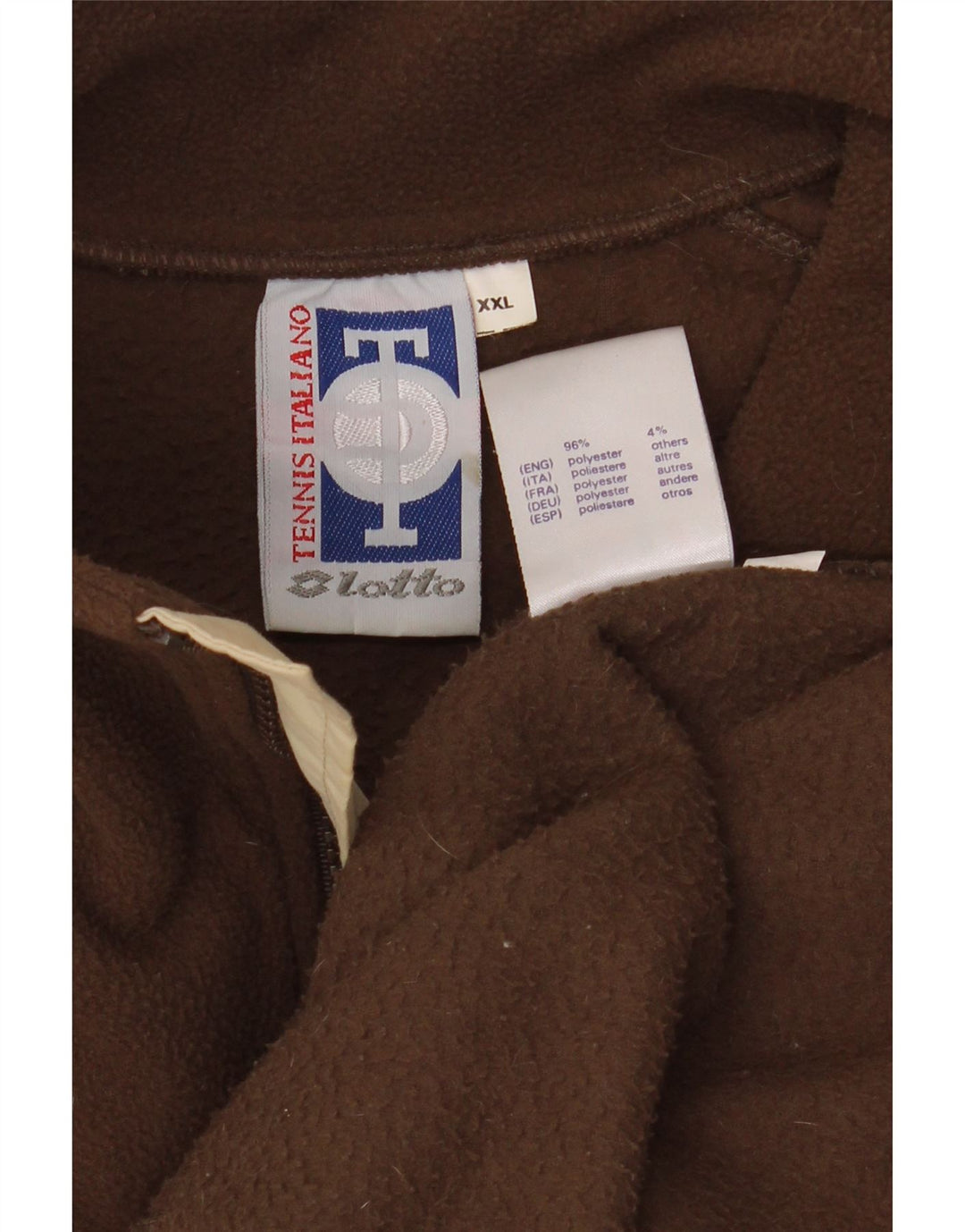 LOTTO Suéter masculino de lã com zíper e gola 2XL poliéster marrom