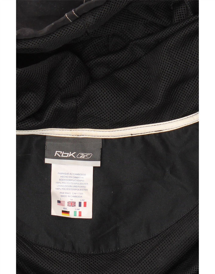 Jaqueta de chuva feminina com capuz REEBOK Reino Unido 14 grande poliéster preto