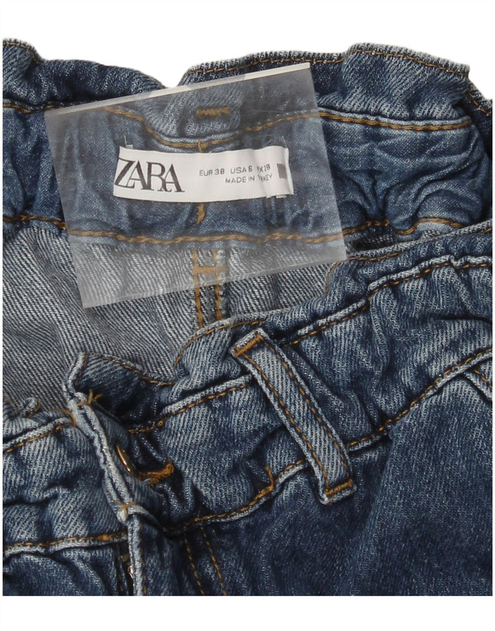 Calça jeans feminina ZARA com corte solto e cintura alta UE 38 pequeno W28 L25 azul