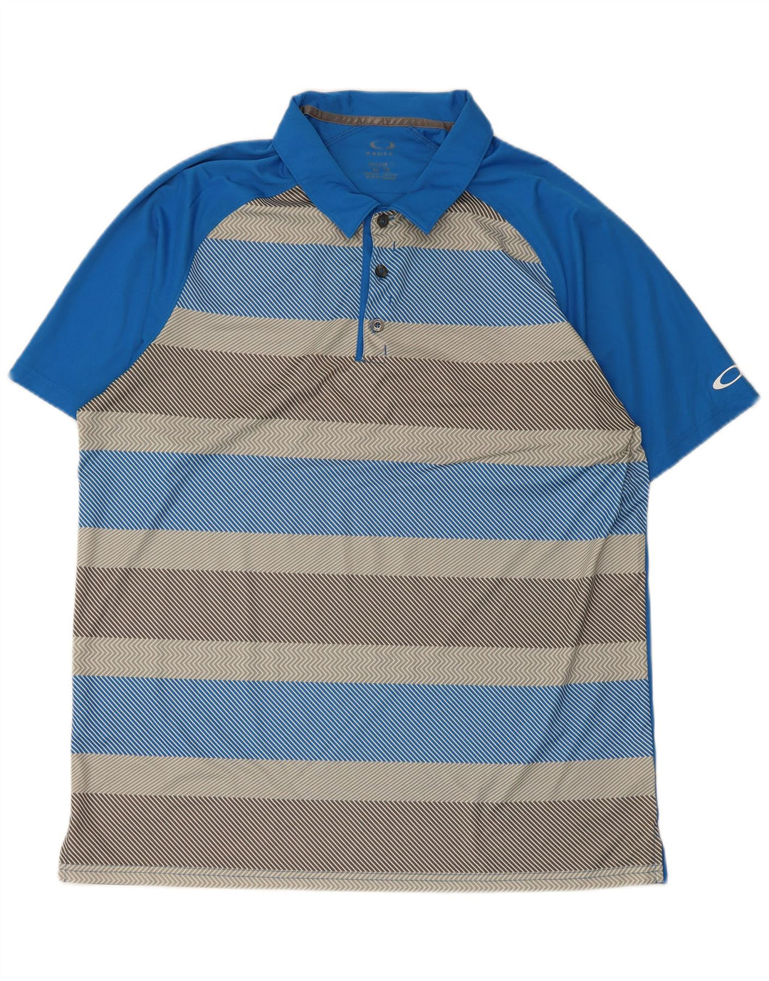 Camisa polo masculina Oakley XL poliéster listrado azul