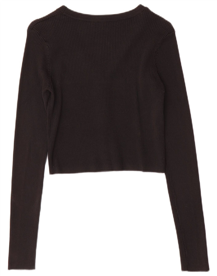 Cardigan feminino de manga comprida Zara UK 8 pequeno preto poliamida