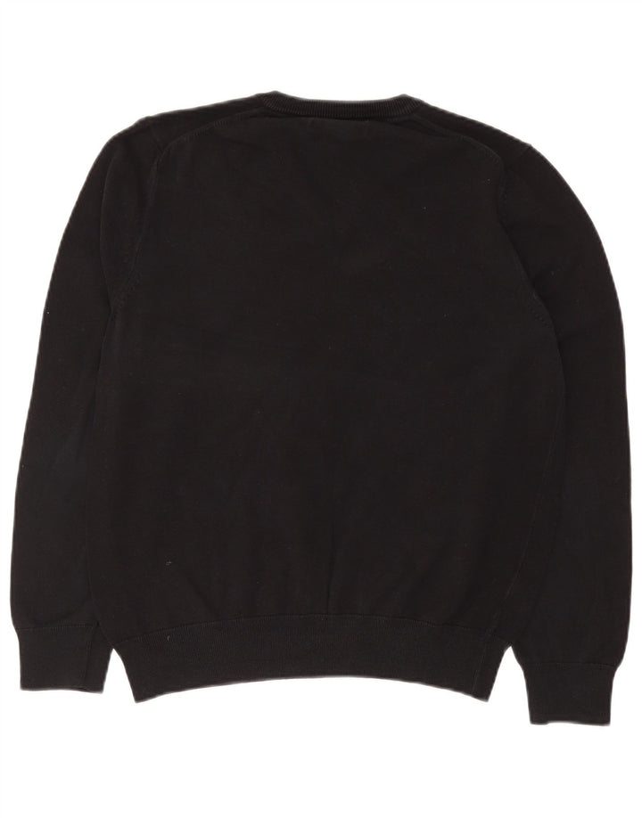 Suéter masculino Marks & Spencer com decote em V, algodão preto médio