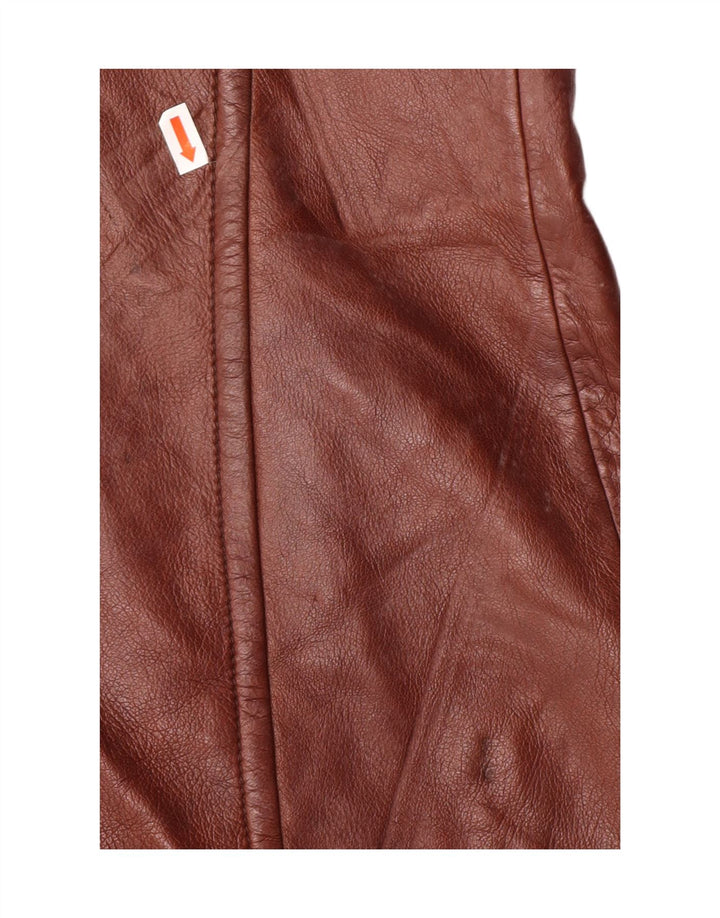 Casaco de couro feminino VINTAGE IT 52 2XL couro marrom