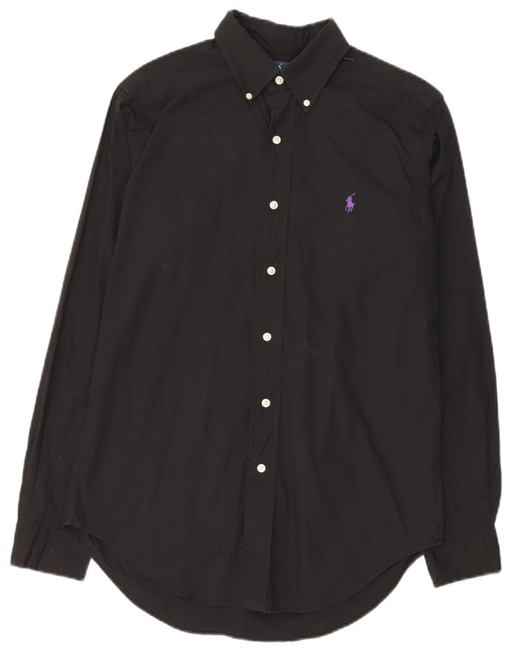 Ralph Lauren Camisa masculina clássica de ajuste pequeno de algodão preto