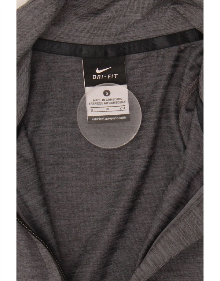 Nike Womens Dri Fit Tracksuit Top Jacket UK 10 Pequeno Cinza Flecked