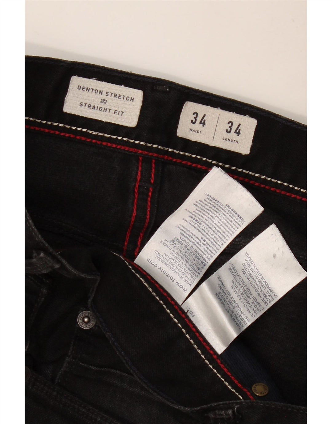 TOMMY HILFIGER Masculino Denton Straight Jeans W34 L34 Algodão Preto