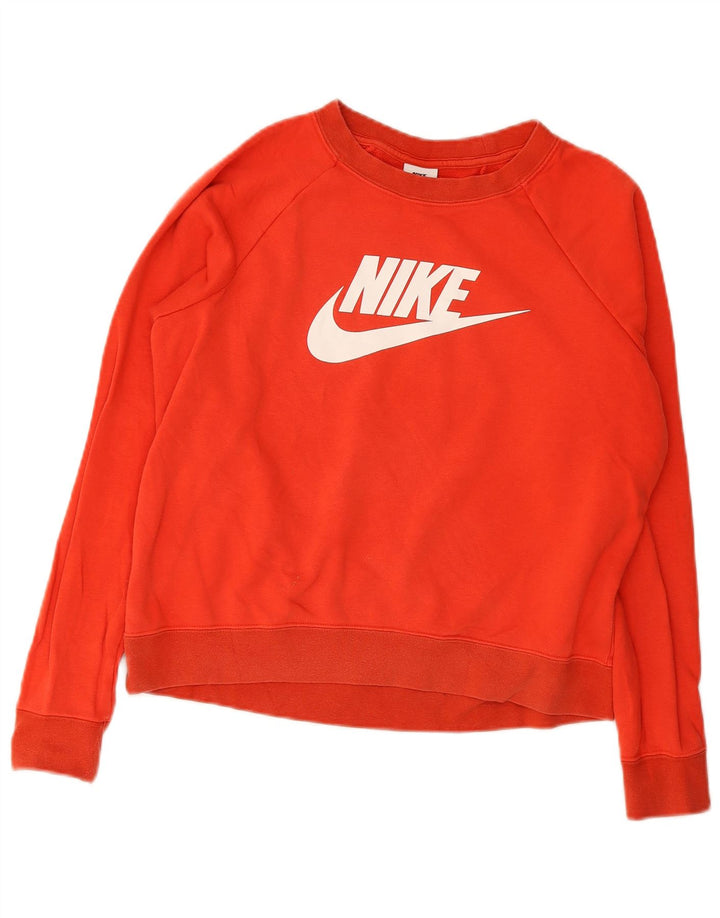 Nike feminino gráfico moletom jumper UK 14 médio algodão vermelho