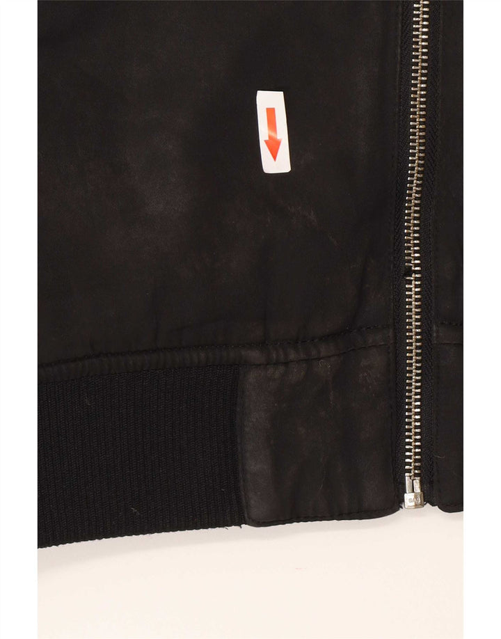 Zara Womens Sherpa Bomber Jacket UK 14 Médio Preto Poliéster