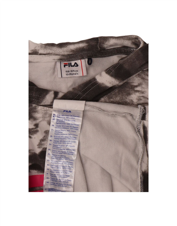 FILA Suéter gráfico feminino com capuz 13-14 anos cinza tie-dye algodão
