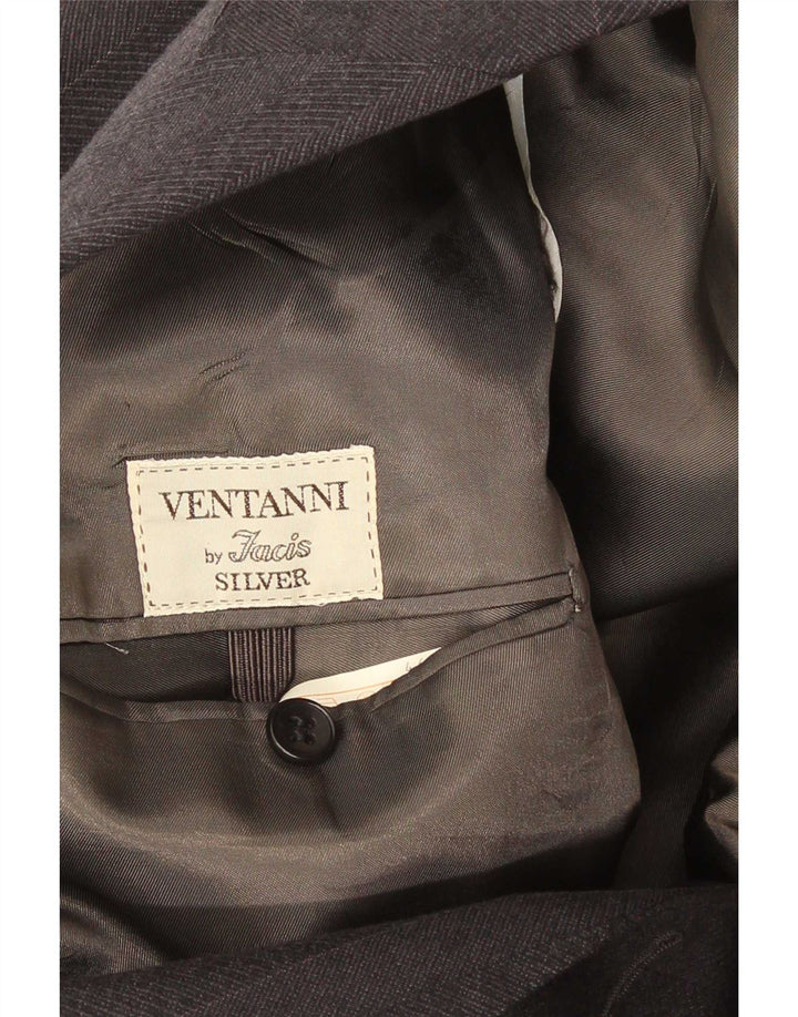 Jaqueta blazer masculina VENTANNI com peito duplo IT 46 pequena lã virgem cinza