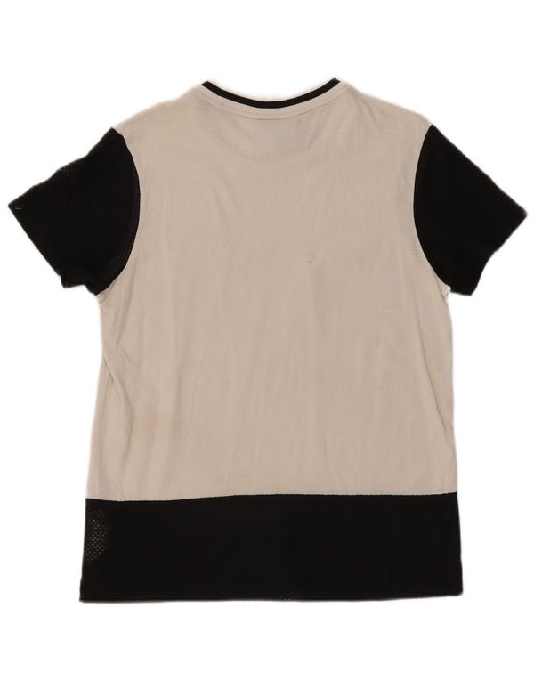 Camiseta feminina gráfica Adidas UK 8 pequena branca colorblock algodão