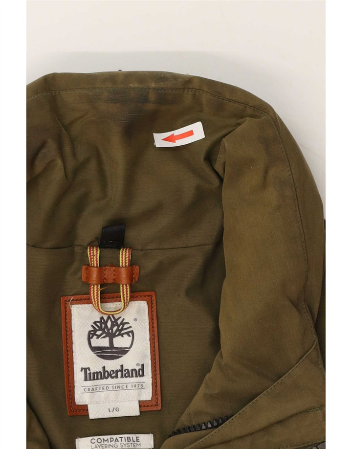 Jaqueta utilitária masculina Timberland UK 40 grande algodão cáqui