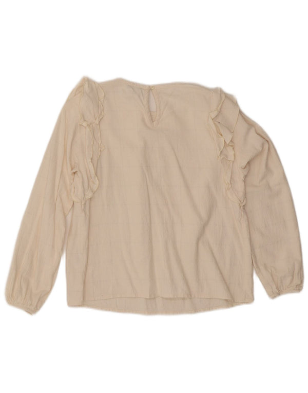 Blusa feminina Benetton com babados na frente 11-12 anos 2XL xadrez branco