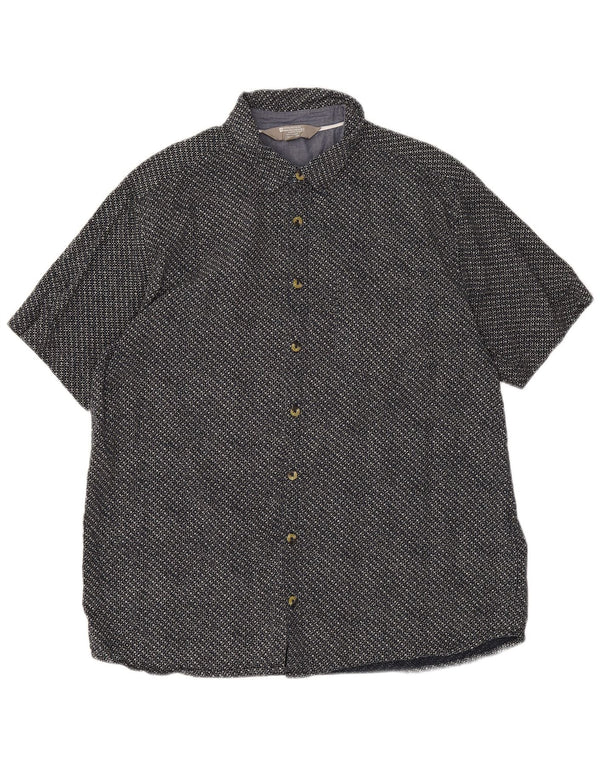 Camisa masculina de manga curta Mountain Warehouse XL azul marinho algodão geométrico