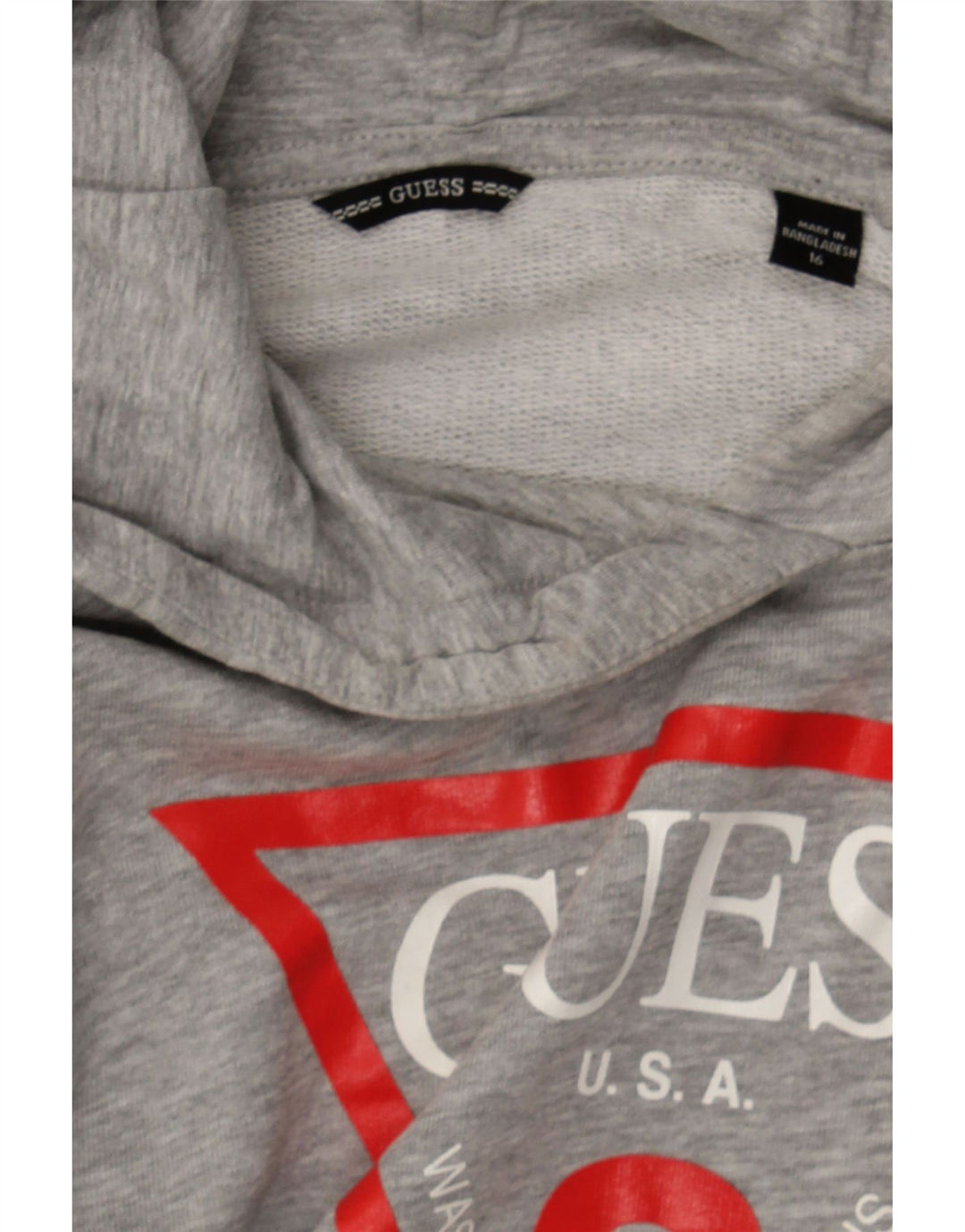 GUESS Boys Graphic Hoodie Jumper 15-16 Years Grey Cotton Vintage Guess and Second-Hand Guess from Messina Hembry 