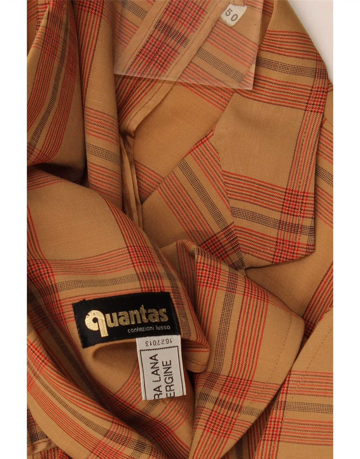 Jaqueta blazer masculina Quantas com 2 botões IT 50 grande lã xadrez marrom
