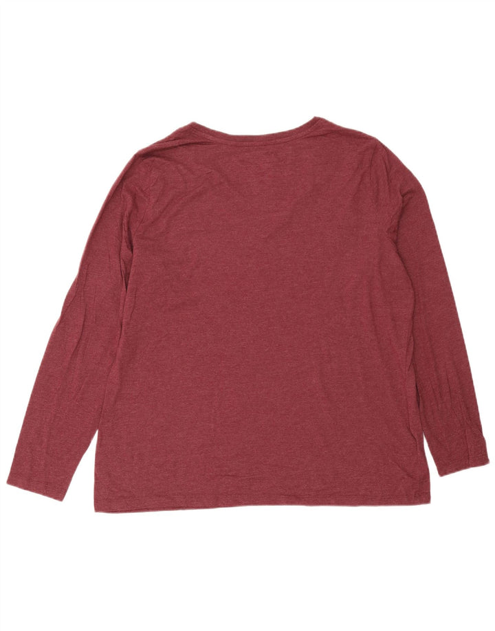 Eddie Bauer Top feminino manga comprida UK 20 2XL algodão borgonha