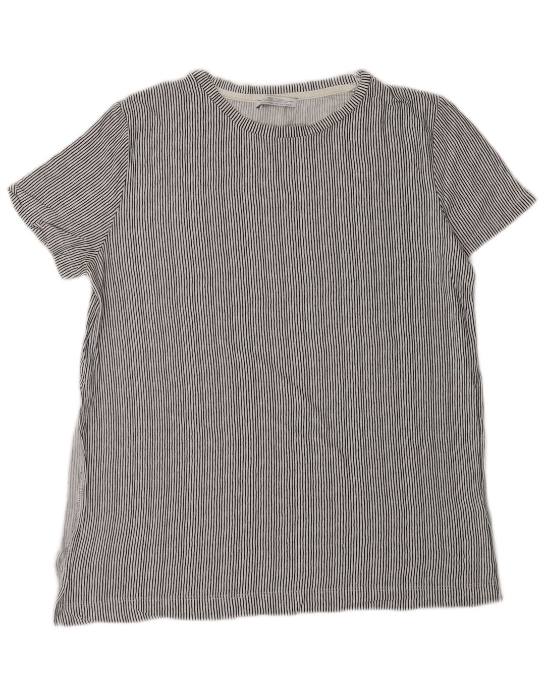 Camiseta feminina Zara Trafaluc Top UK 14 cinza médio listrado