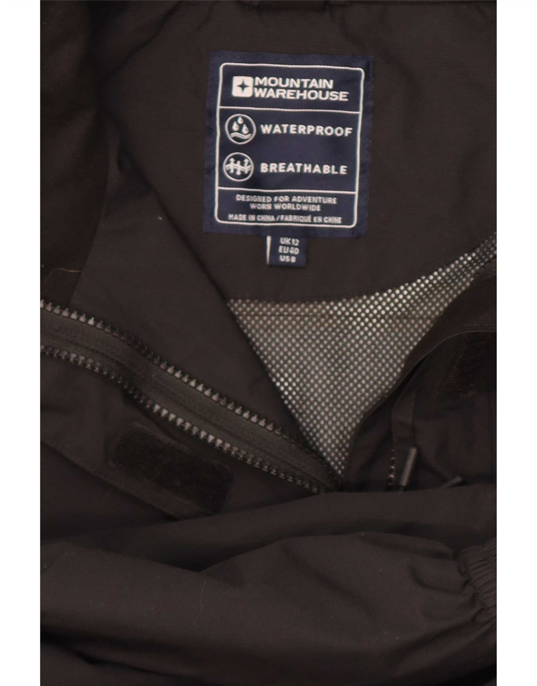 Jaqueta de chuva com capuz feminino Mountain Warehouse UK 12 poliéster preto médio