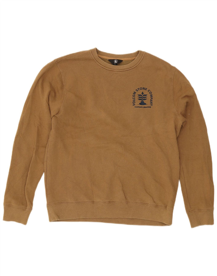 Volcom moletom gráfico masculino jumper grande algodão cáqui