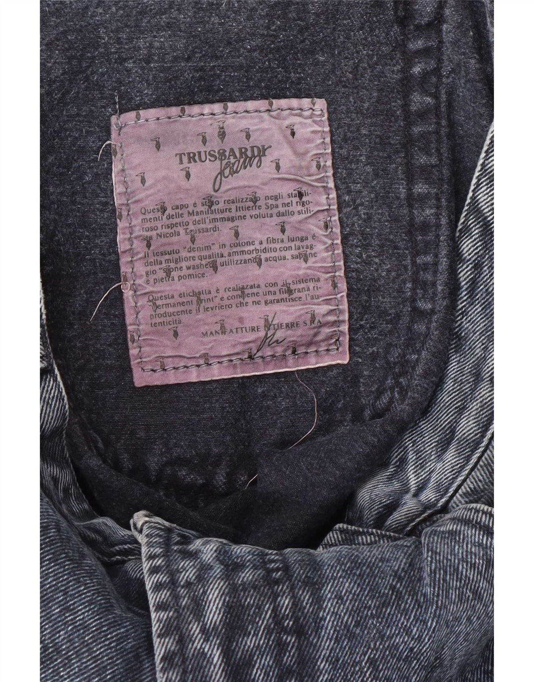 Trussardi Calça jeans reta masculina W42 L28 algodão azul