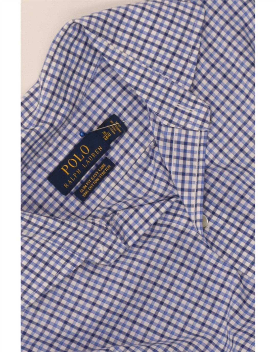 Polo Ralph Lauren Camisa Stretch Masculina Tamanho 40/41 16 Grande Azul Gingham