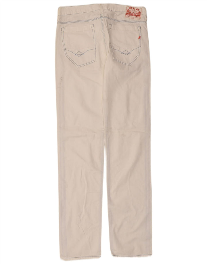 Replay Mens Straight Jeans W31 L34 Algodão Branco
