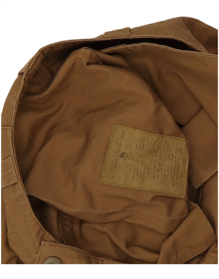 Calças cargo retas masculinas vintage W30 L30 poliéster bege