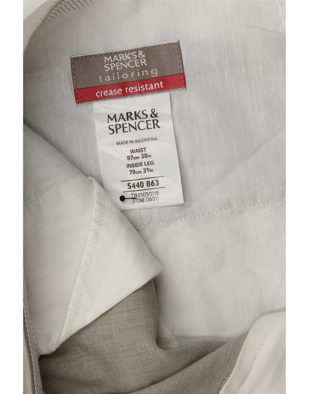 Calça casual masculina Marks & Spencer W38 L31 cinza poliéster