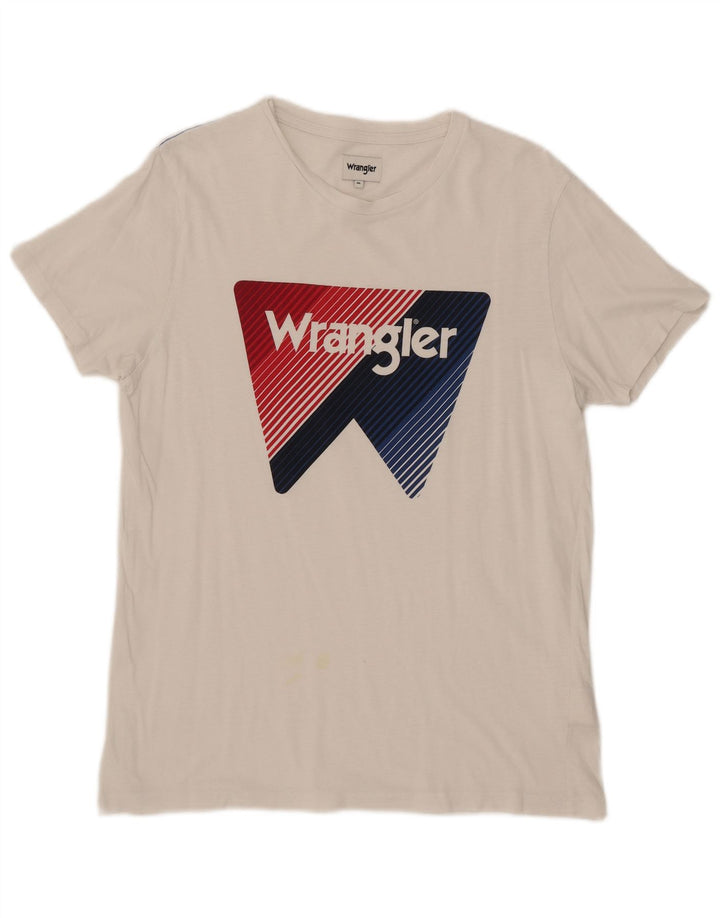 Wrangler Camiseta masculina gráfica Top médio algodão branco