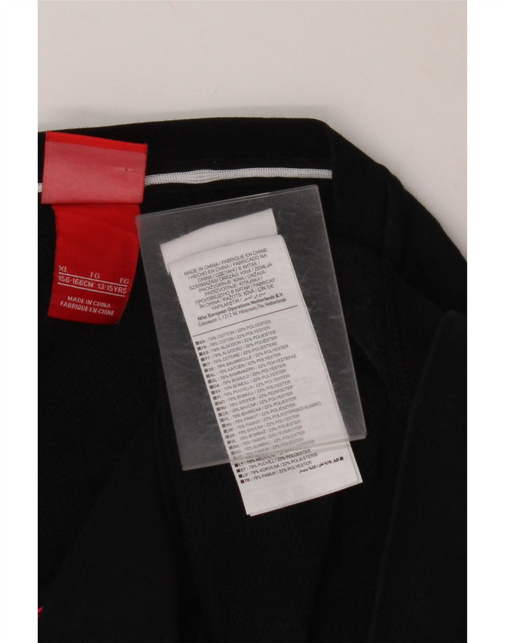 NIKE Girls Crop Graphic Moletom Jumper 13-14 Anos XL Preto Algodão