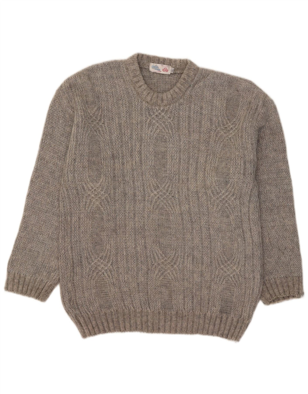 Suéter vintage masculino com gola redonda XL cinza geométrico