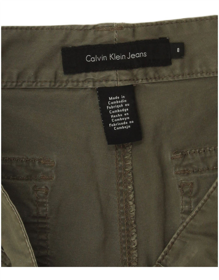 Bermuda feminina Calvin Klein US 8 médio W30 algodão cáqui