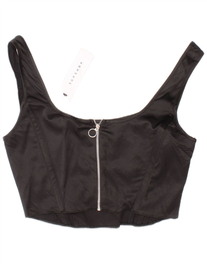 Topshop feminino crop espartilho UK 6 XS poliéster preto