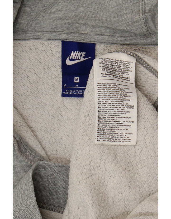 Suéter masculino NIKE com capuz e zíper cinza médio algodão manchado