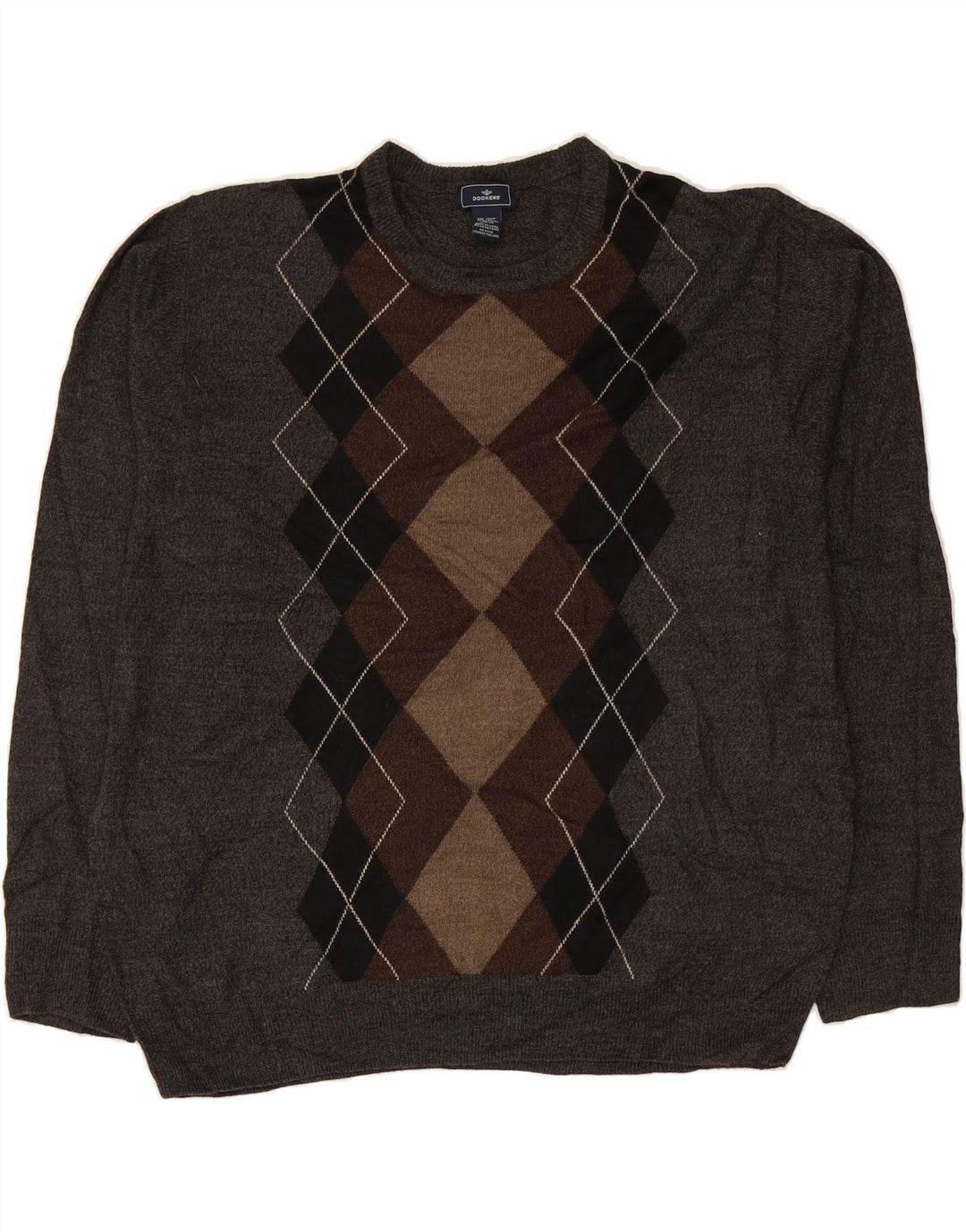 Suéter masculino DOCKERS com gola redonda 2XL cinza Argyle/acrílico diamante