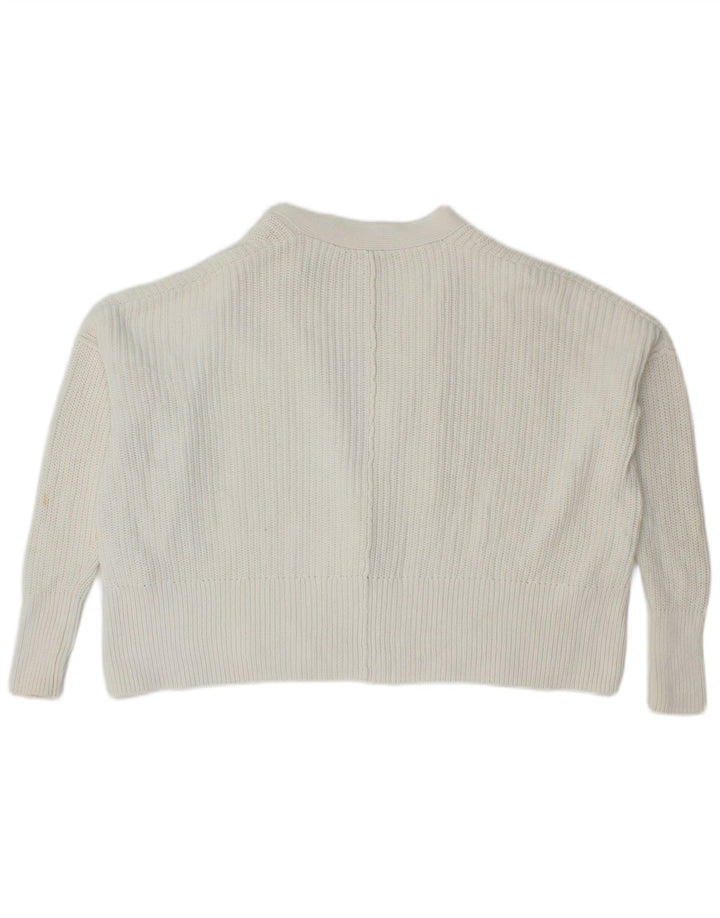 WHISTLES Suéter feminino oversized com corte aberto e algodão branco Reino Unido 6 XS