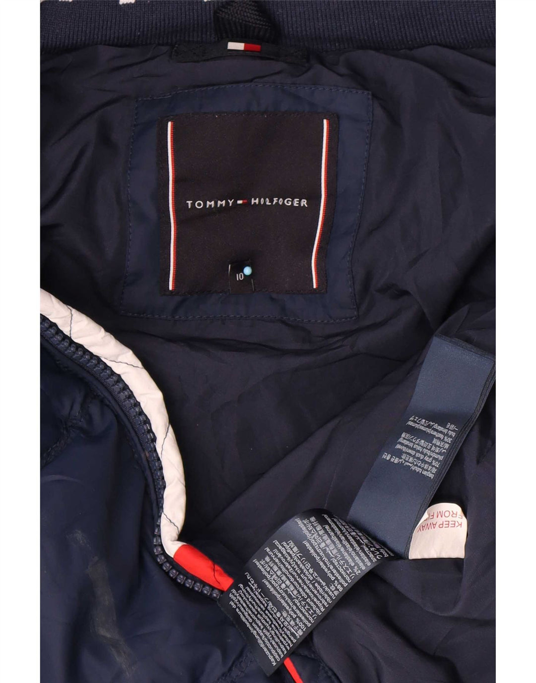 Jaqueta acolchoada com capuz para meninos Tommy Hilfiger 9-10 anos azul marinho poliéster