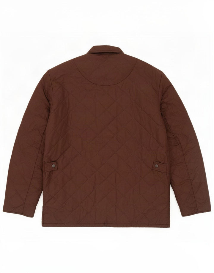 Jaqueta acolchoada masculina Barbour UK 38 poliéster marrom médio