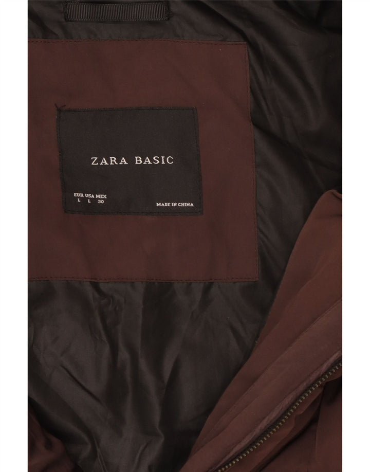 Casaco acolchoado feminino Zara Reino Unido 16 grande marrom