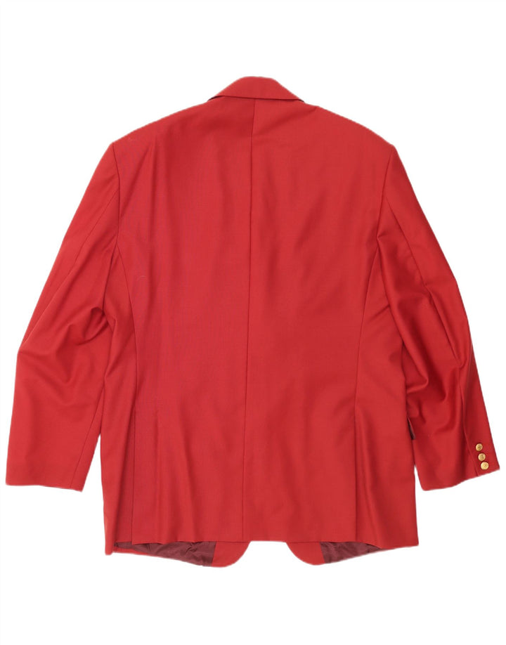 FERRE Mens 001 3 Button Blazer Jacket IT 54 2XL Burgundy Virgin Wool