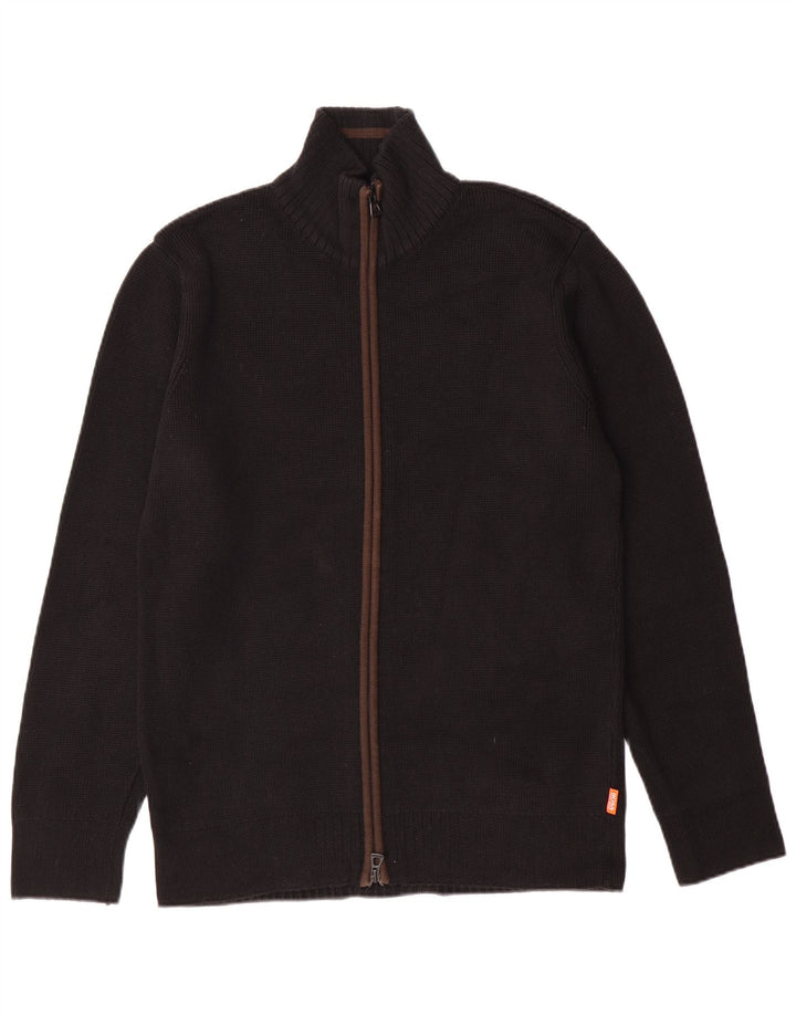 Suéter cardigã masculino HUGO BOSS algodão preto médio