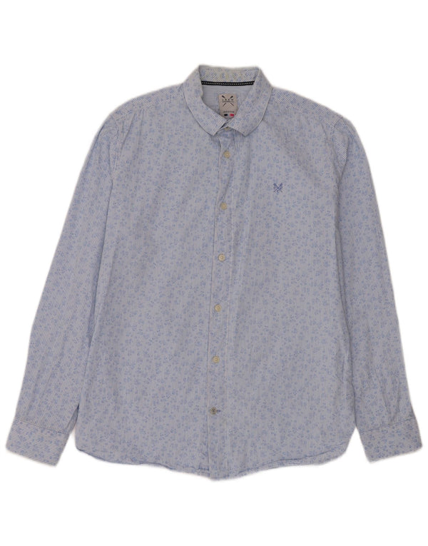Crew Clothing Camisa masculina de algodão floral azul médio