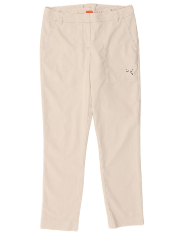 Calça feminina Puma Slim Chino UK 10 pequena W32 L28 poliéster branco